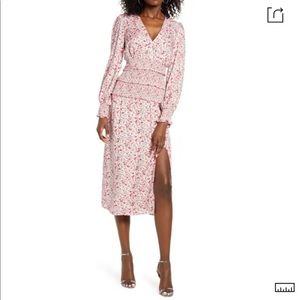 AFRM Hazel Floral Smocked Long Sleeve Midi Dress